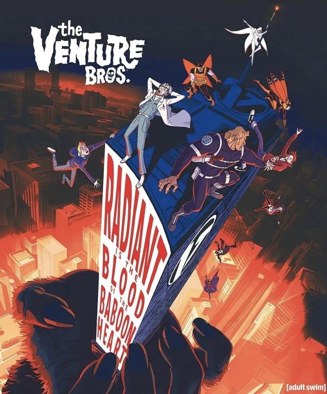 Постер полнометражки «Братья Вентура: Лучезарная кровь из сердца бабуина»